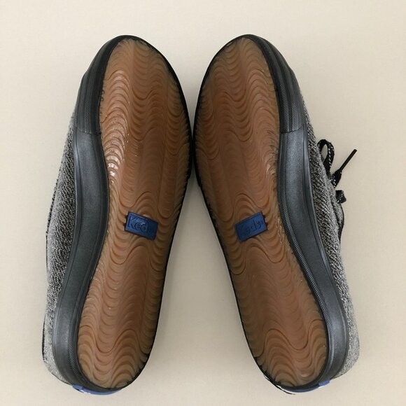 Keds Lace Up Sneakers with Canvas Silver Sparkle Uppers + Black Soles Size 7 - Picture 7 of 10